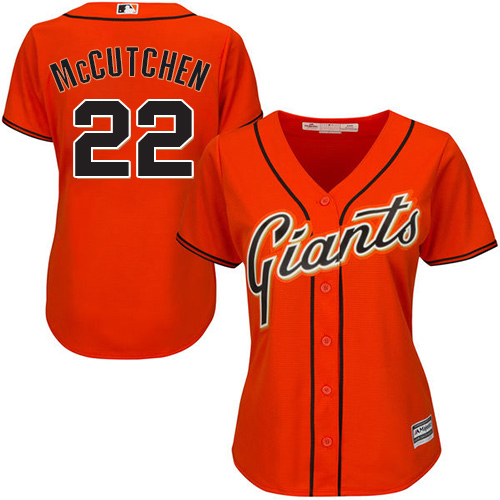 Giants #22 Andrew McCutchen Orange Alternate Women's Stitched MLB Jersey